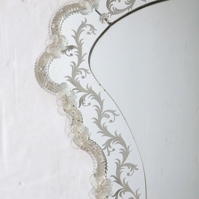 Mid-Century Modernist Reverse Etched Venetian Mirror W/ Murano Appliqués For Sale In New York - Image 6 of 12