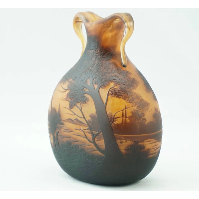 1900 - 1909 Muller Freres Luneville Cameo Landscape Vase 1900 For Sale - Image 5 of 9