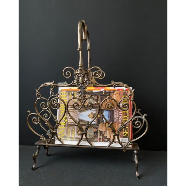 Vintage Magazine Rack in Brass, 1960s For Sale - Image 9 of 10