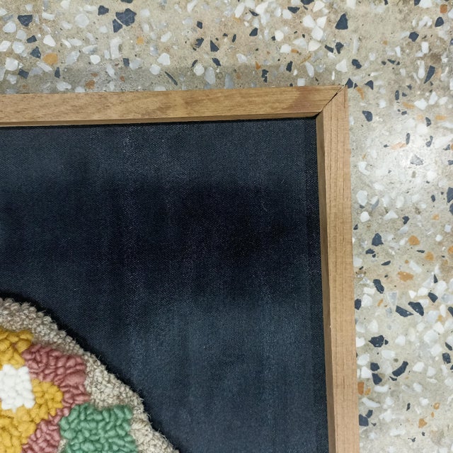 Black Hand-Tufted Floral Textile Wall Art in Natural Wood Frame / Size 26" X 38" For Sale - Image 8 of 14