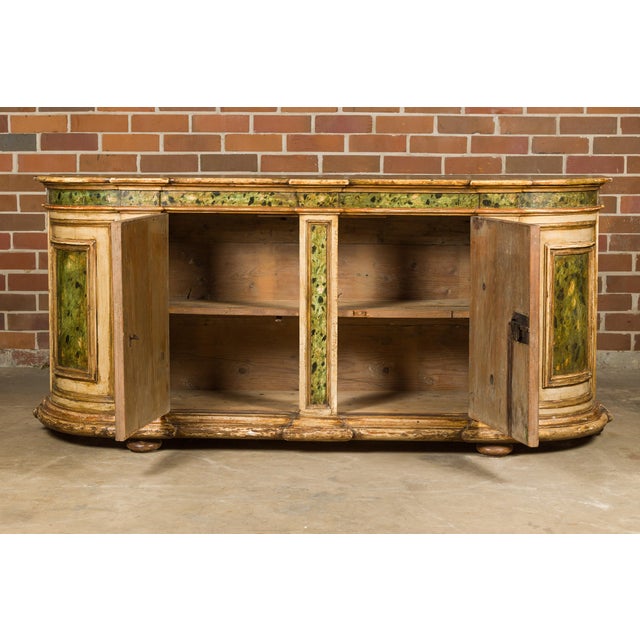 18th Century Italian Painted Sideboard with Two Doors and Rounded Corners For Sale - Image 12 of 12