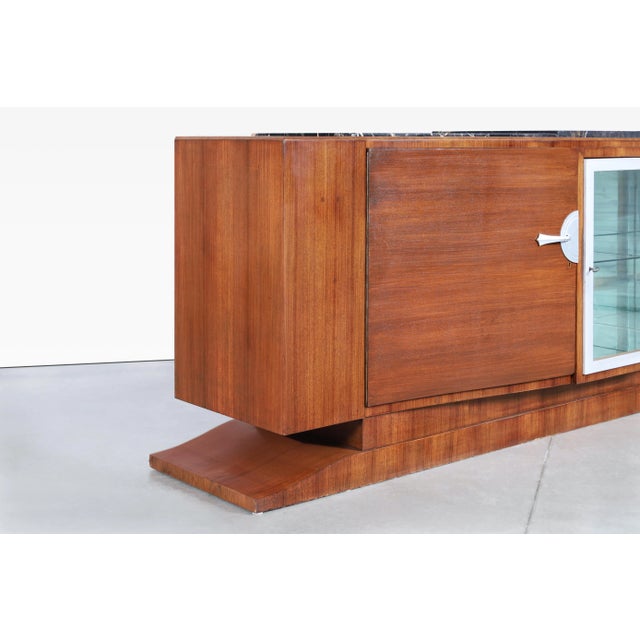 Wood French Art Deco Walnut and Portoro Marble Credenza by Maurice Rinck, 1940s For Sale - Image 7 of 12