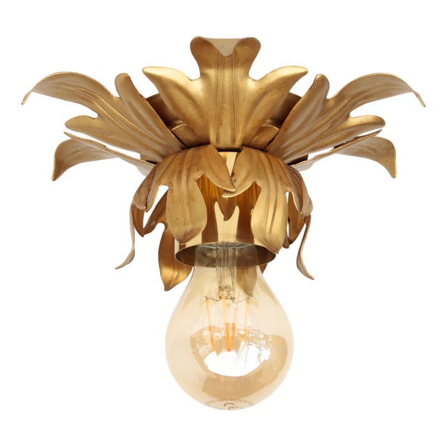 Small Gold-Plated Florentine Ceiling Light, 1970s For Sale