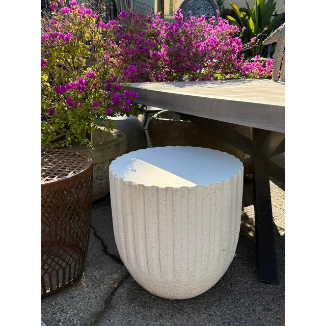 White Modern Outdoor White Cement End Table For Sale - Image 8 of 9