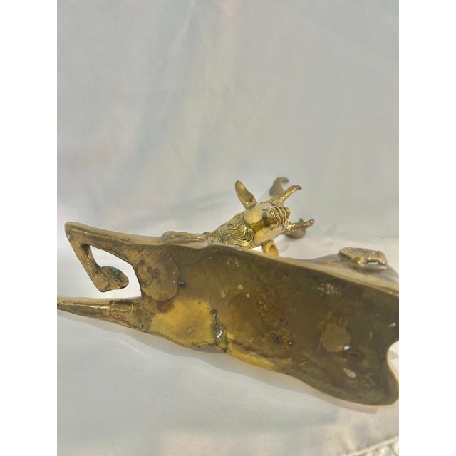 Vintage Cast Brass Reclining Stag For Sale - Image 12 of 12