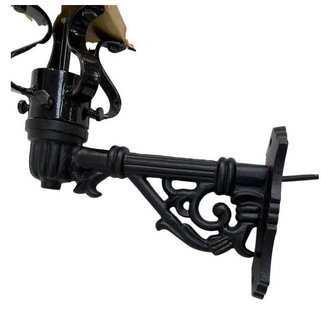 Traditional Brass Wall Lantern with Ornate Cast Iron Bracket For Sale - Image 11 of 15