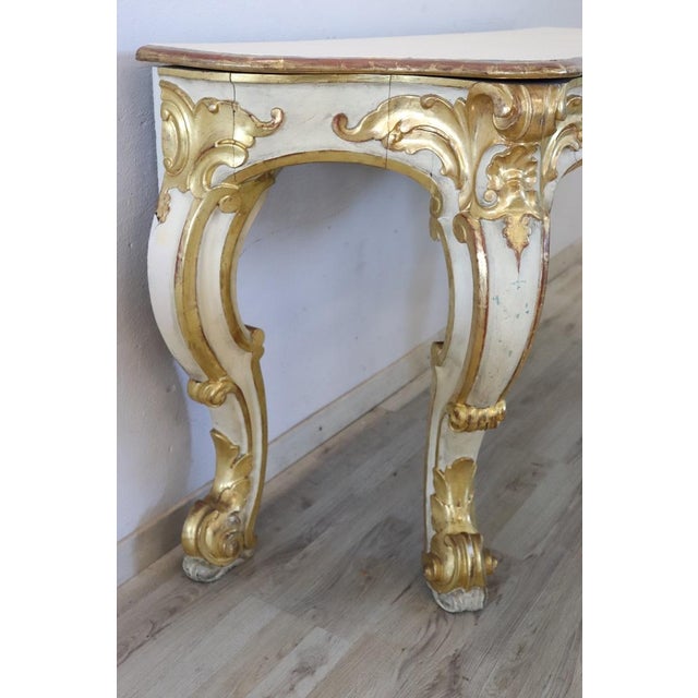 20th Century Carved and Gilded Wood Console Table, 1980s For Sale - Image 4 of 14
