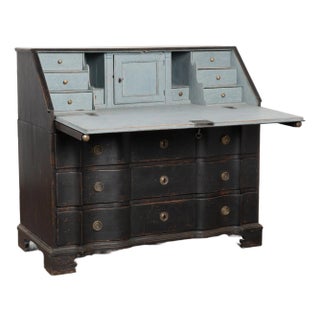 Late 18th Century Oak Secretary Bureau Painted Black, Denmark For Sale