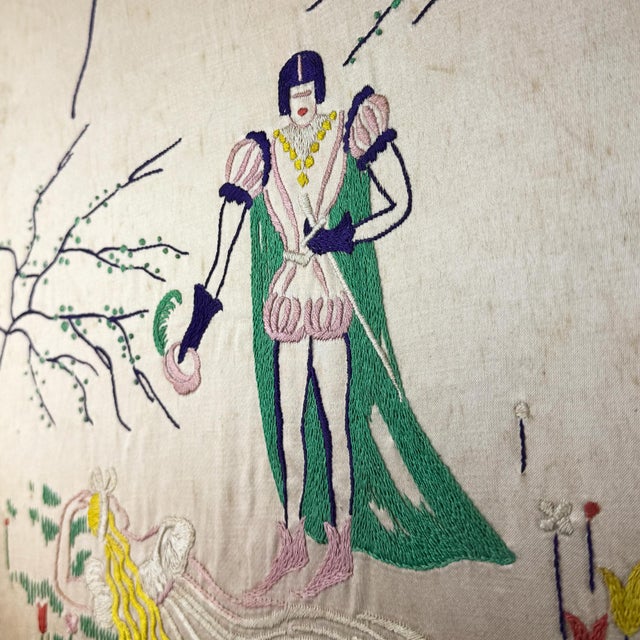 Vintage Art Deco French Silk Embroidery Panel, 1920s For Sale - Image 6 of 12