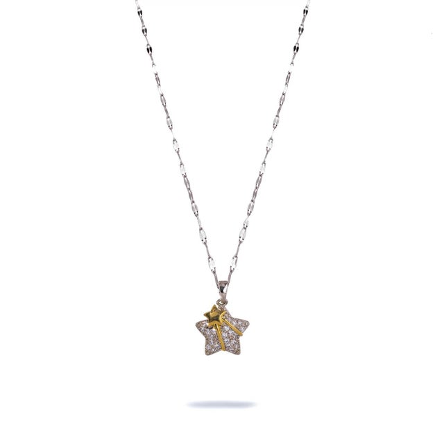 Contemporary Shine Your Light Sparkly Star Silver Necklace For Sale - Image 3 of 8