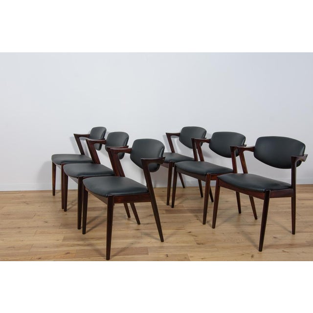 1960s Mid-Century Model 42 Dining Chairs in Rosewood by Kai Kristiansen for Schou Andersen, 1960s, Set of 6 For Sale - Image 5 of 18