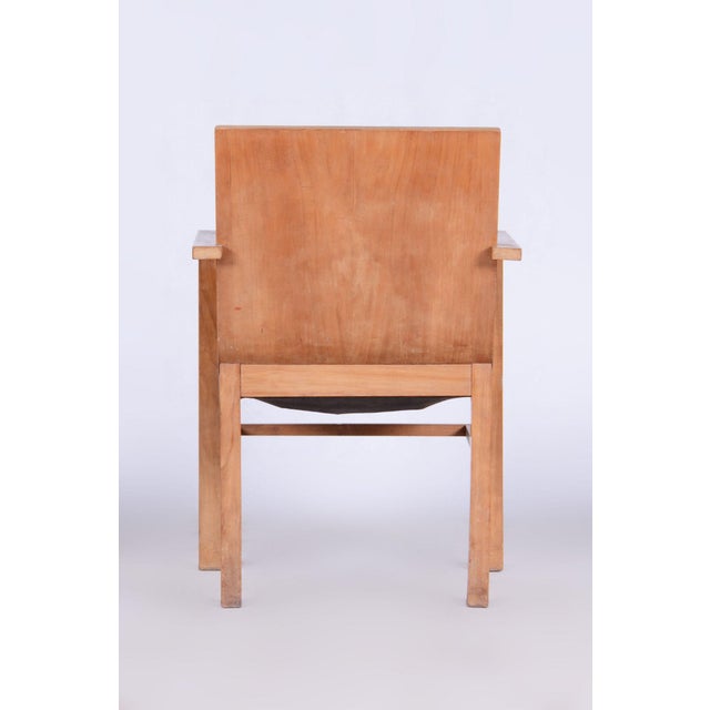 Wood Czech Art Deco Cherry Armchair attributed to Jindřich Halabala for Up Závody, 1930s For Sale - Image 7 of 11