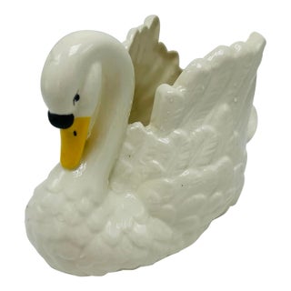 Vintage Ceramic Swan Planter For Sale