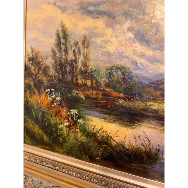 Early 20th Century Oil on Canvas "Over the River" For Sale - Image 9 of 10