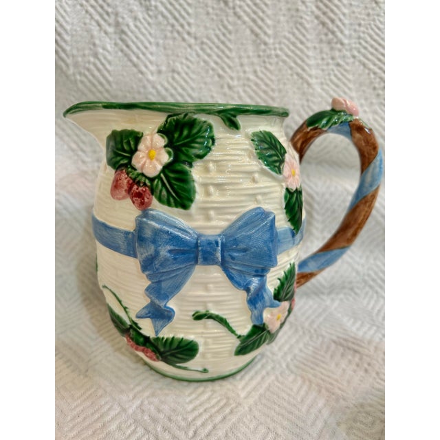 1985 Haldon Group Blue Bow and Strawberries Beverage Serving Set - 3 Pieces For Sale - Image 4 of 10