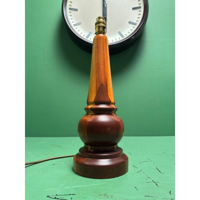 Mid-Century Scandinavian Turned Teak Table Lamp, 1960s For Sale - Image 6 of 10