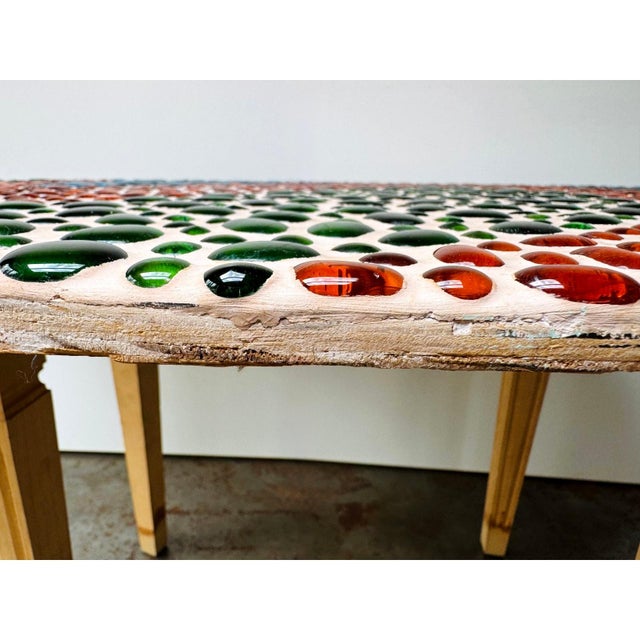 1967 Signed Psychedelic Glass Mosaic Coffee Table Studio Craft Folk Art For Sale - Image 6 of 14