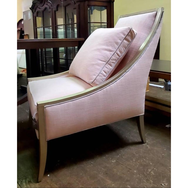 Fine Line Blush Upholstered Sloping Accent Chair Set in Brushed Silver