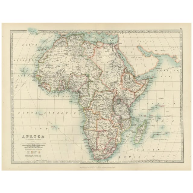 Antique Map of Africa, 1903, Paper For Sale