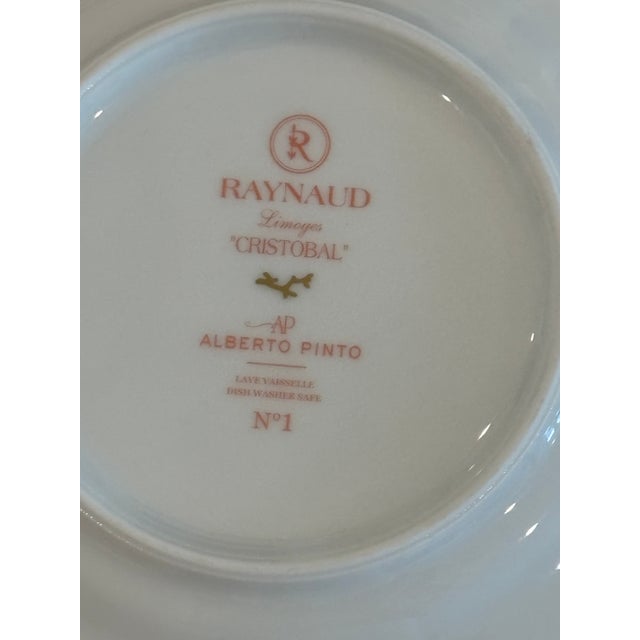 Palm Beach Style Coral Raynaud Limoges "Cristobal Rouge" No.1 Porcelain 7.48" Salad / Dessert Plates, Alberto Pinto - A Pair For Sale - Image 13 of 17