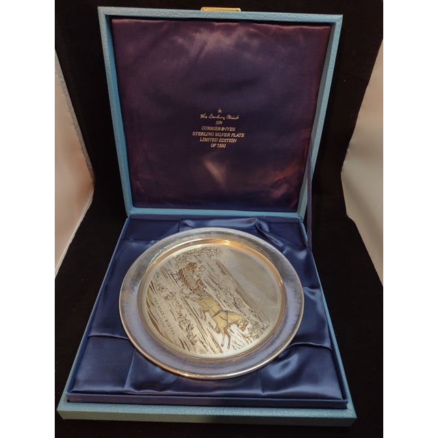 1970s Currier & Ives 1972 Limited Edition "Christmas 1972" Sterling Silver Plate For Sale - Image 5 of 8