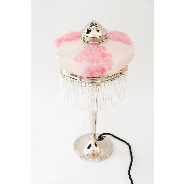 Art Deco Nickel-Plated Table Lamp with Glass Shade from Palme Koenig, 1920s For Sale - Image 12 of 18