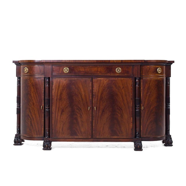 Hickory Chair Inlaid Mahogany and Brass Buffet Credenza This credenza measures: 72 wide x 24 deep x 38 inches high ABOUT...