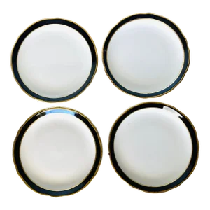Vintage Jackson China Black & Gold Bread Plates- Set of 4