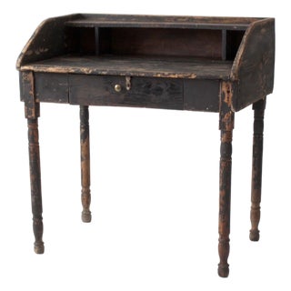 Antique Primitive Painted Wood Writing Desk With Cubbies For Sale