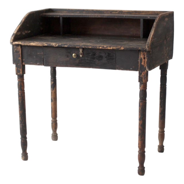 Antique Primitive Painted Wood Writing Desk With Cubbies For Sale