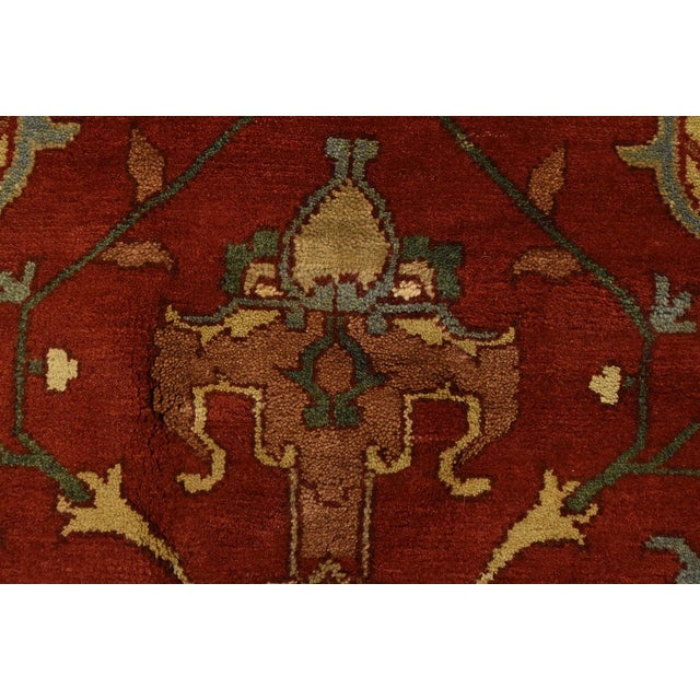 Red Serapi Rug 8' X 9'10'' Red Wool Tribal Hand-Knotted Oriental Carpet For Sale - Image 8 of 12