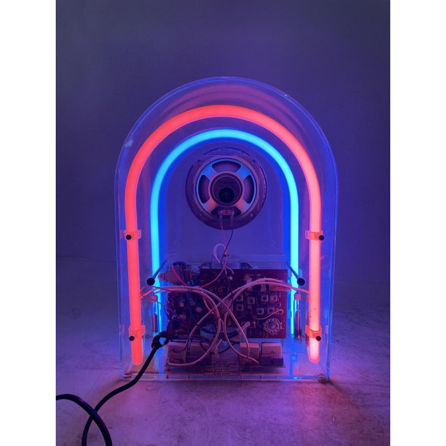 Radio Design in Acrylic Glass and Neon, 1980s For Sale - Image 15 of 18
