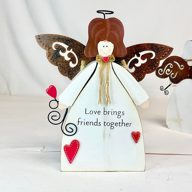 1990s Vintage Boho Chic Arts & Crafts Valentine Angels - Set of 5. For Sale - Image 10 of 11