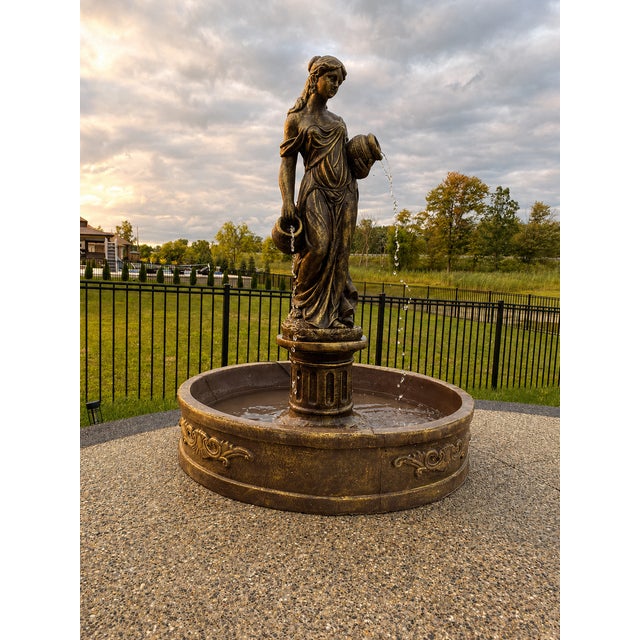 The Naiad of the Courtyard Monumental Concrete Garden Fountain For Sale In Detroit - Image 6 of 6
