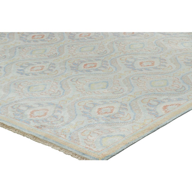 Rug & Kilim’s Modern Classic Rug, Blue Ikats Patterns With Red and Gold Accents For Sale In New York - Image 6 of 7