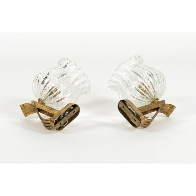 Mid-Century Sconces in Glass and Brass in the style of Barovier and Toso, Italy, 1960s, Set of 2 For Sale - Image 14 of 17