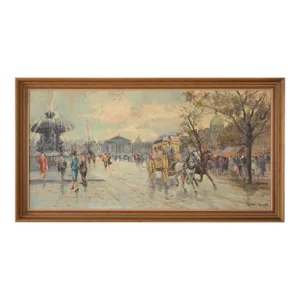 Mid Century Gino Baratta Panoramic Paris Street Scene Painting