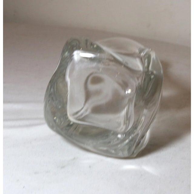 Vintage Hand Blown Made Signed Daum Swirled Clear Crystal Decanter Glass Bottle For Sale - Image 12 of 12