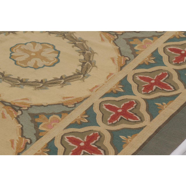 1950s Vintage French Aubusson Rug in Beige With Geometric Medallions - Rug & Kilim For Sale - Image 5 of 9