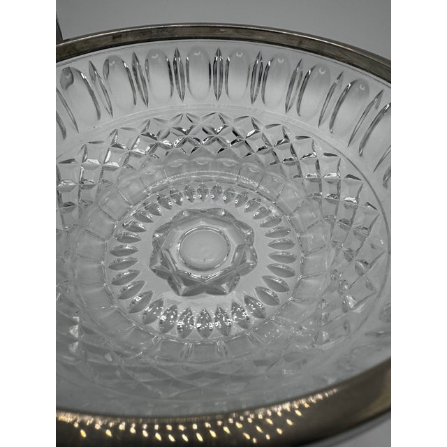 Vintage Heavy Cut Crystal, Silver Plated Rim For Sale - Image 9 of 11
