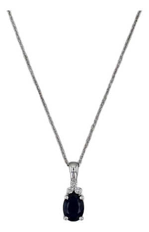 1.70ctw Blue Sapphire Diamond Pendant Necklace 14k White Gold 18" Cable Chain