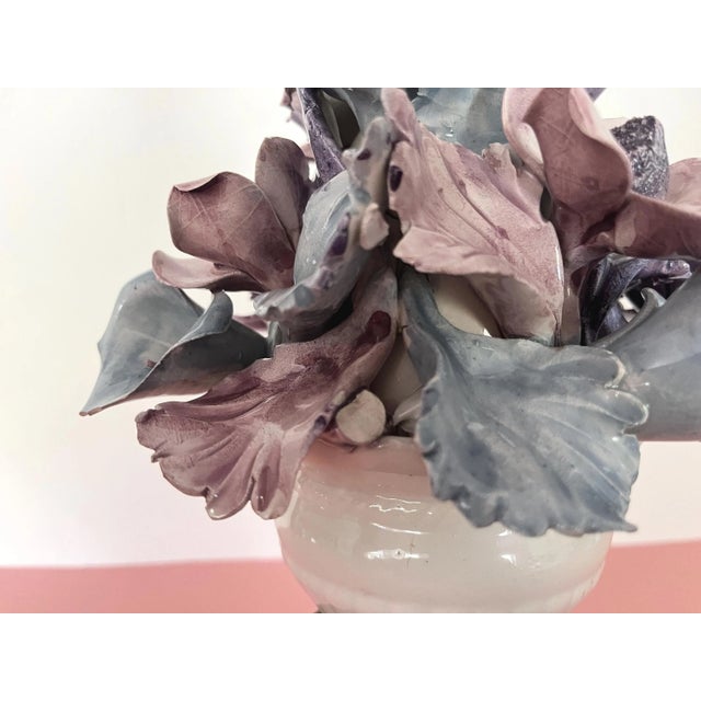 Mid 20th Century Italian Capodimonte Bouquet Lamp & Shade For Sale - Image 14 of 18