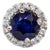 Ceylon Sapphire Pendant With Natural Diamond Halo in 14k White Gold | Rd 6mm For Sale