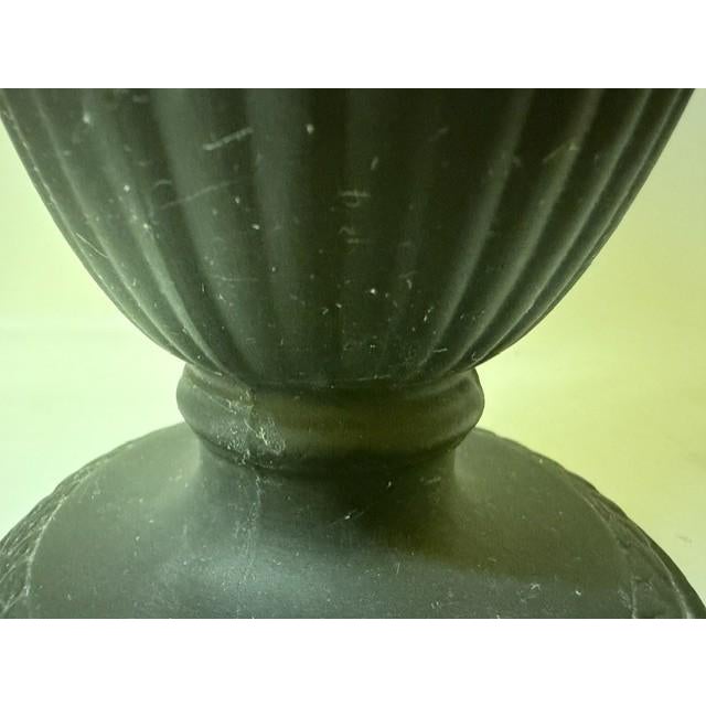 Vintage 1960s Wedgwood Black Basalt Fluted Trumpet Footed Vase For Sale - Image 10 of 16