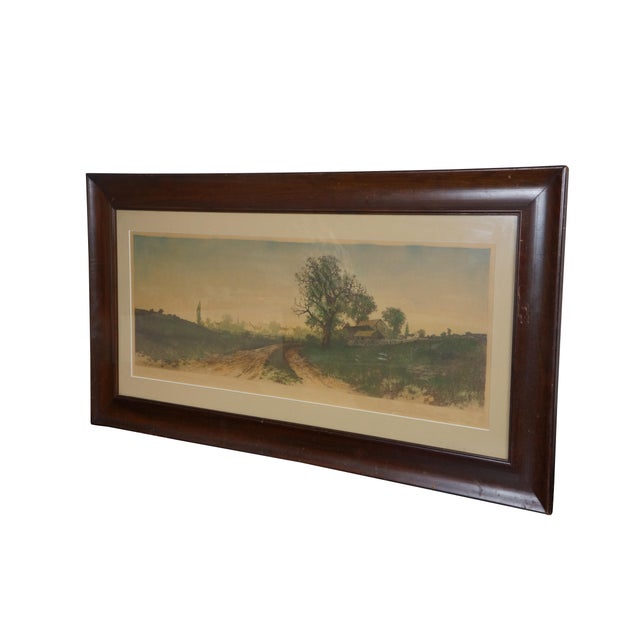 Farmhouse Antique 1890 Ernest C Rost New England Farmhouse Landscape Etching 42" For Sale - Image 3 of 13