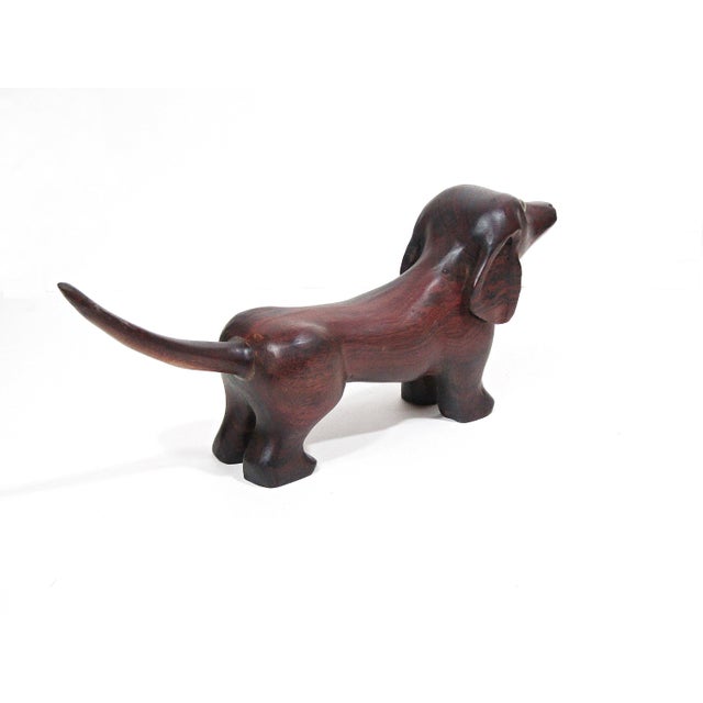Vintage Carved Hardwood Dachshund Sculpture For Sale In Austin - Image 6 of 8