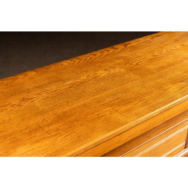 Brown Monumental Antique Oak General Store Mercantile Counter For Sale - Image 8 of 11