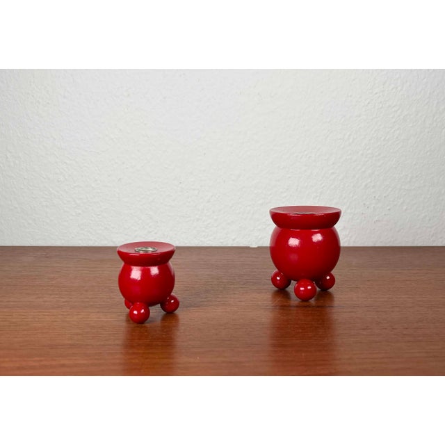 Mid-Century Traditional Swedish Wooden Candleholders, 1960s, Set of 2, in Very Good conditions. Designed 1960 to 1969