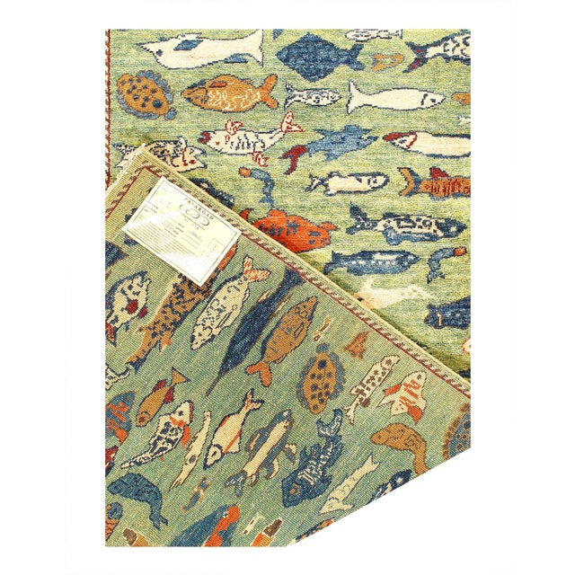 Modern Fine Hand Knotted Gabbeh Fish Design For Sale - Image 3 of 3