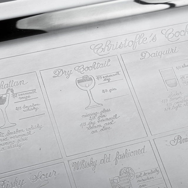 1920s Vintage French Silver Plated Cocktail Tray from Christofle, 1920 For Sale - Image 5 of 14